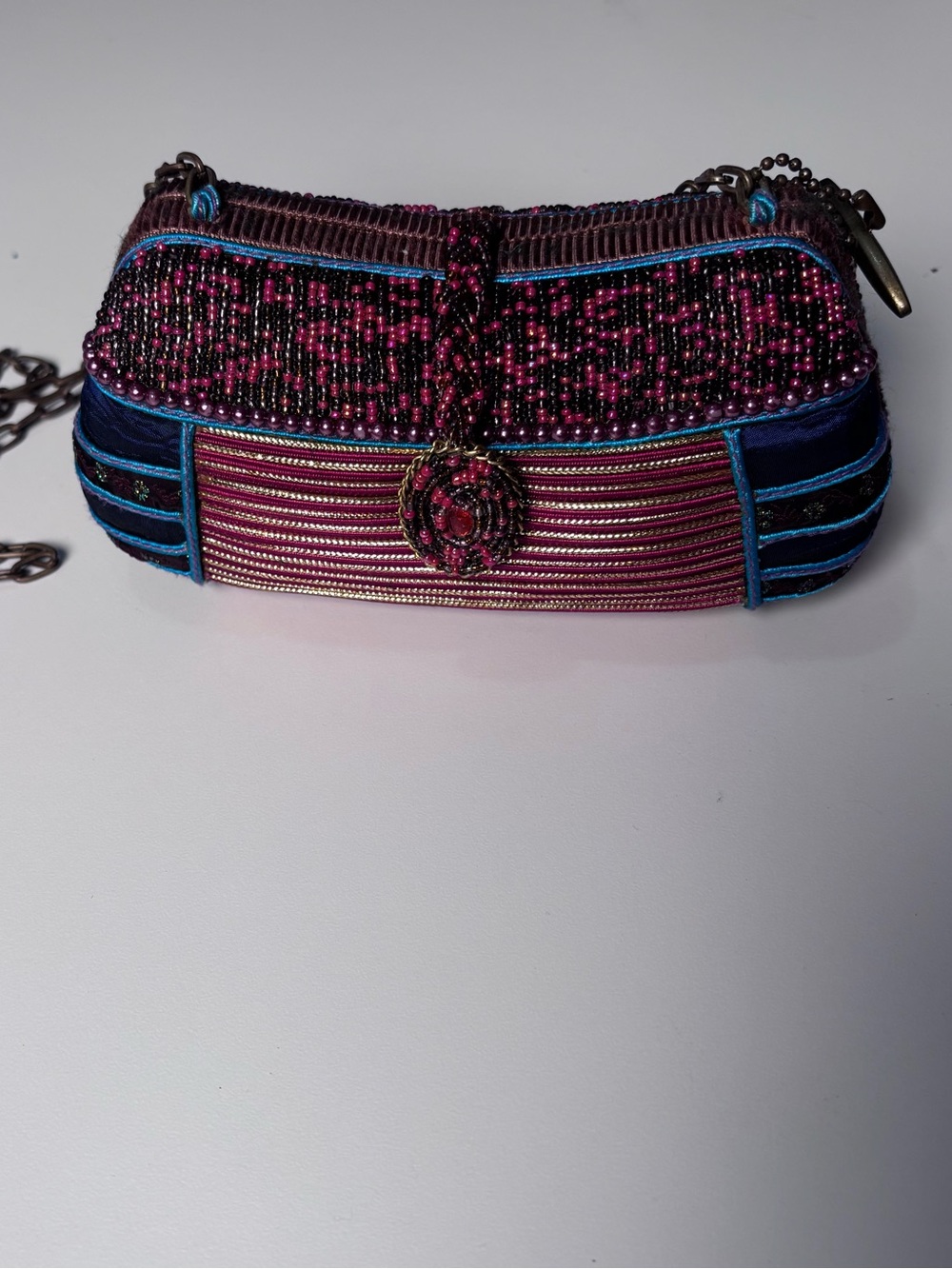 Mary Frances Beaded Clutch Evening Bag Jeweled Embellished Vintage Boho Purse - Picture 13 of 13